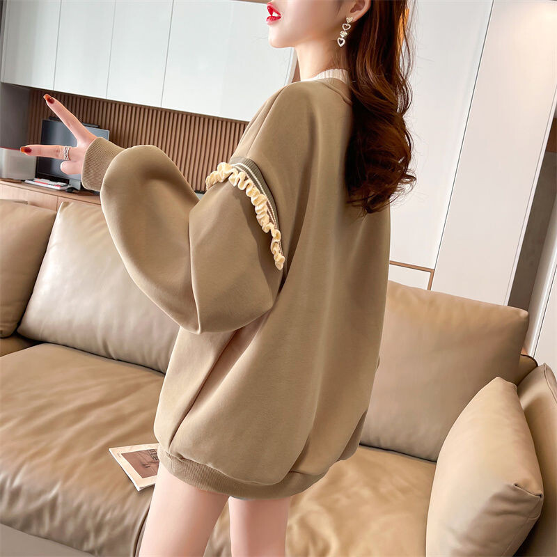 Jesenske korejske majice s dugim rukavima s o-izrezom Ženska odjeća Mladi stil Patchwork pulover T-shirts Femme Trend Top Tee