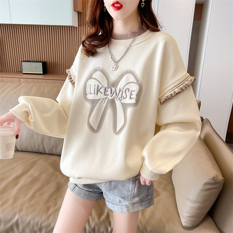 Jesenske korejske majice s dugim rukavima s o-izrezom Ženska odjeća Mladi stil Patchwork pulover T-shirts Femme Trend Top Tee