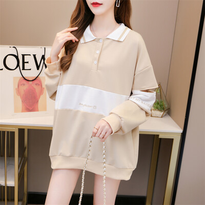 Proljetne i jesenske ženske polo izreze dugih rukava širokih pulovera u kontrastnoj boji, izdubljene modne ležerne majice za putovanje na posao