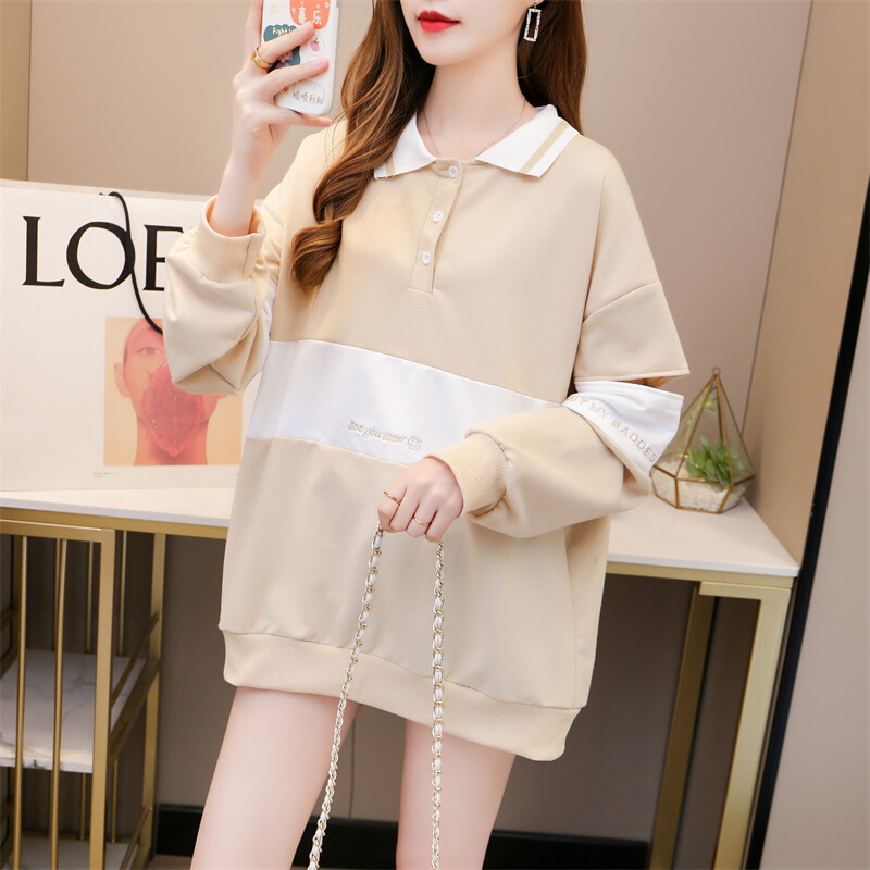 Proljetne i jesenske ženske polo izreze dugih rukava širokih pulovera u kontrastnoj boji, izdubljene modne ležerne majice za putovanje na posao