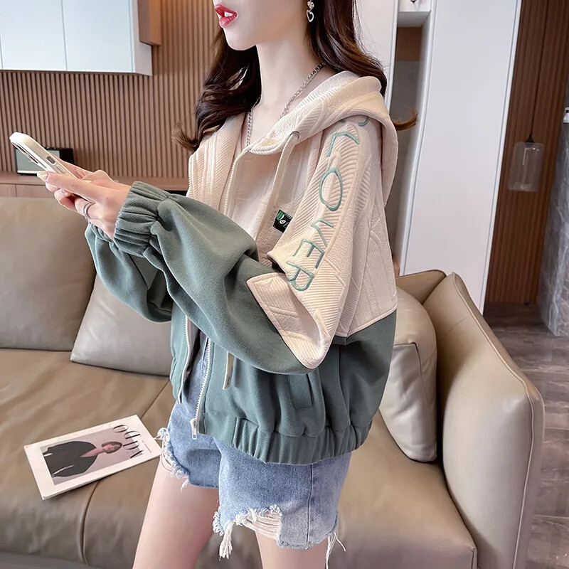 Ženska jakna Novo proljeće i jesen 2024. Svestrani dizajn Sense Ženski kaput izgleda tanko Temperamentne majice s kapuljačom Ženski gornji kaputi