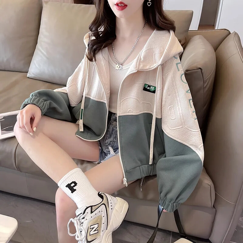 Ženska jakna Novo proljeće i jesen 2024. Svestrani dizajn Sense Ženski kaput izgleda tanko Temperamentne majice s kapuljačom Ženski gornji kaputi