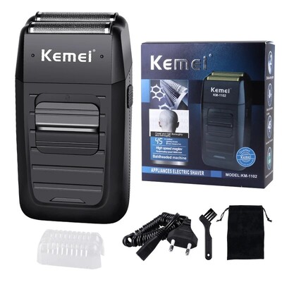 KEMEI-1102 Kit aparat de ras compact reîncărcabil cu ioni de litiu, aparat de ras electric profesional folie pentru bărbați