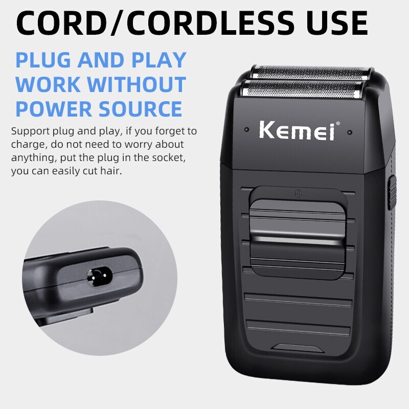 KEMEI-1102 Kit aparat de ras compact reîncărcabil cu ioni de litiu, aparat de ras electric profesional folie pentru bărbați