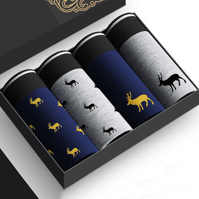 4 tk/partii bokserpüksid meeste aluspesu puuvillased aluspüksid mugavad hingavad meeste pagasiruumi U kumerad prindiga aluspüksid kõrge kvaliteediga