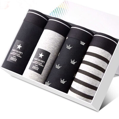 4 tk/partii bokserpüksid meeste aluspesu puuvillased aluspüksid mugavad hingavad meeste pagasiruumi U kumerad prindiga aluspüksid kõrge kvaliteediga