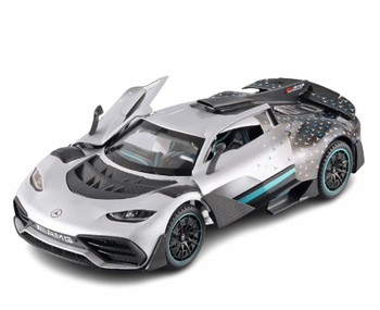 Играчка Кола, Тип Mercedes AMG One, Метален, Звук и светлина, Сив, 1:24, Без кутия