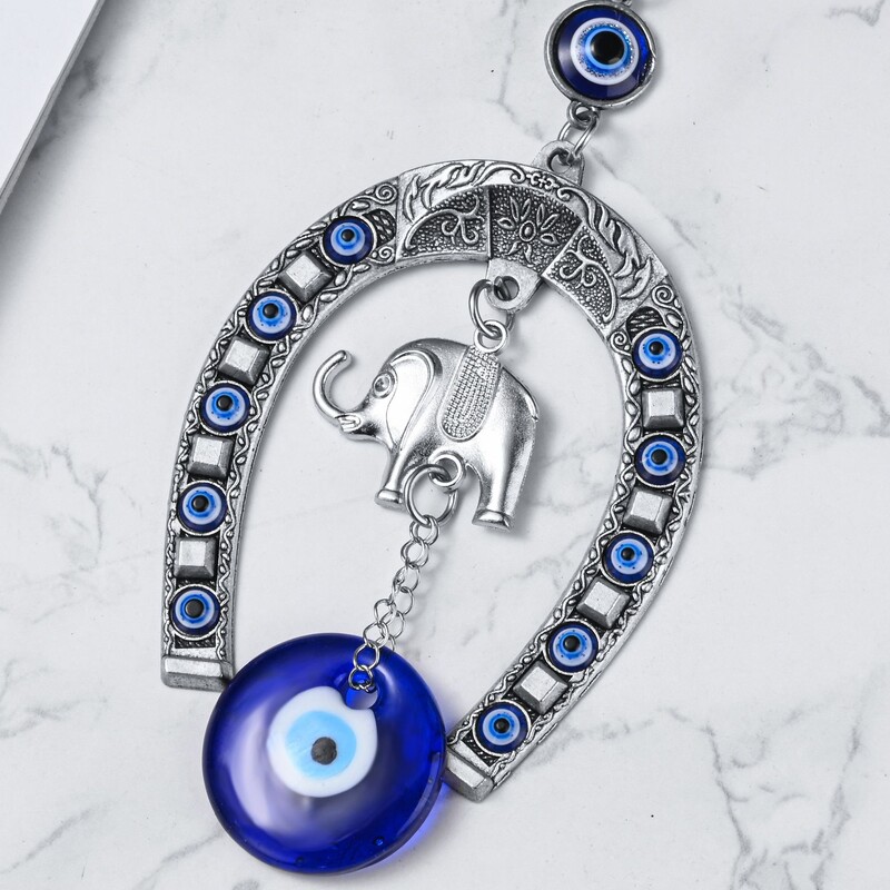 Трансгранична подкова висулка дяволско око Турция гърция сини очи бижута метална висулка кола висулка среден размер