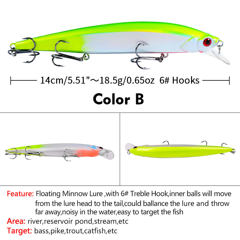 Примамка с пълен плувен слой 14 см/18,5 г примамка VIB бионична стръв  пластмасова твърда стръв DW1211