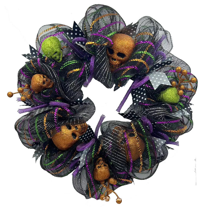 Хелоуин мъртъв клон венец симулирано цвете черна марля декоративен венец врата висяща празнична аранжировка за подарък стена