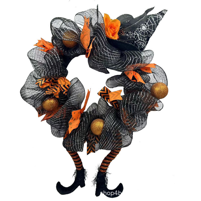 Halloween Dead Branch Wreath Simulated Flower Black Gauze Διακοσμητικό στεφάνι πόρτας Κρεμαστό δώρο διακοπών Τοίχου