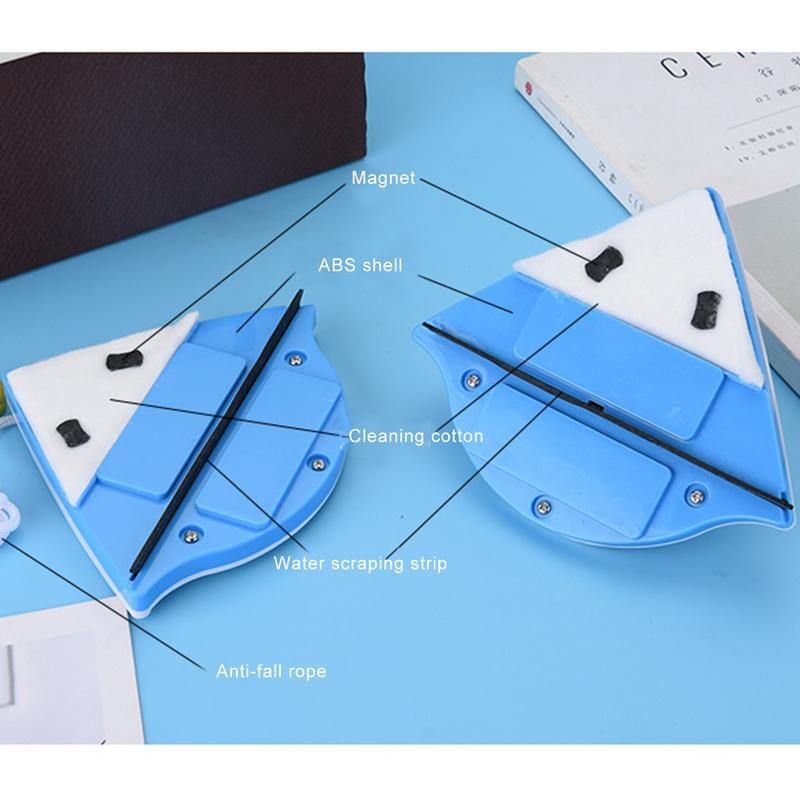 Kahepoolne tugev magnetklaasipuhasti aknapuhastusvahend Kahepoolne klaasipuhastushari akende puhastamiseks majapidamistarbeks