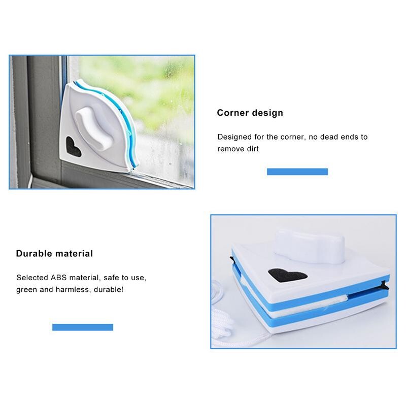 Dvipusis magnetinis langų valytuvo stiklo valymo šepetys Įrankiai Magnetinis langų valiklis Buitinis trikampis valymo šepetys