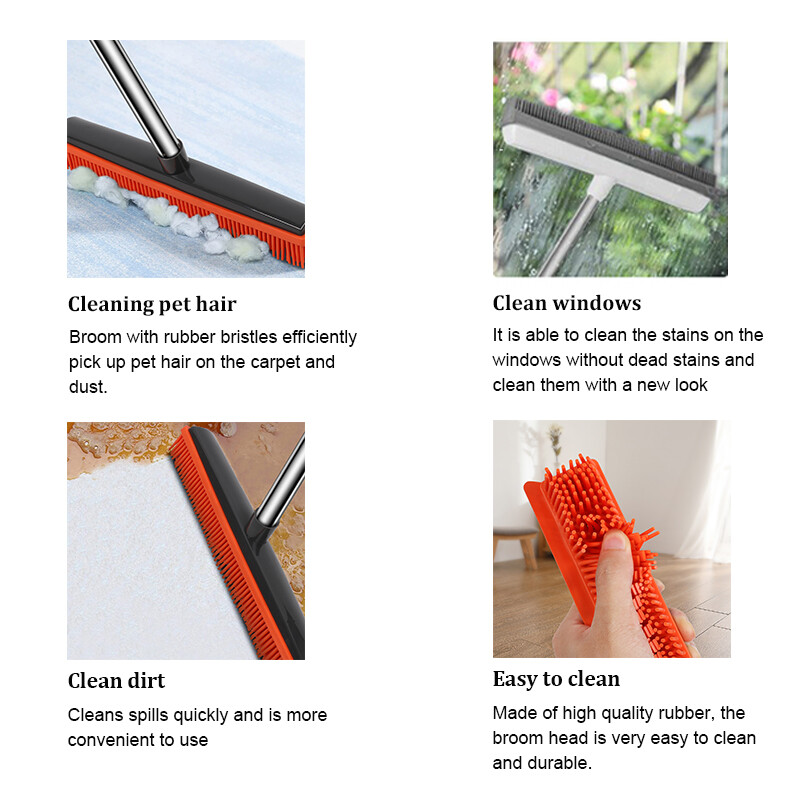 Stumiama silikoninė šluota guminė šluota be įbrėžimų Šereliai naminių gyvūnėlių plaukų šalinimas guminė šluota grindims kilimai plytelės langai sodų šlavimas