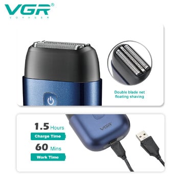 VGR Hair Shaver Професионална самобръсначка Електрическа самобръсначка Преносим тример за брада Водоустойчива машина за бръснене Мини самобръсначка за мъже V-340