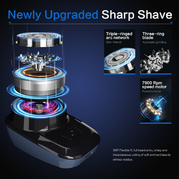 Mini Electric Shaver Self Sharpening Ξυριστική μηχανή Φορητή ξυριστική μηχανή Beard Trimmer Επαναφορτιζόμενη ξυριστική μηχανή για άνδρες 7900 Rpm LPX7 Αδιάβροχο