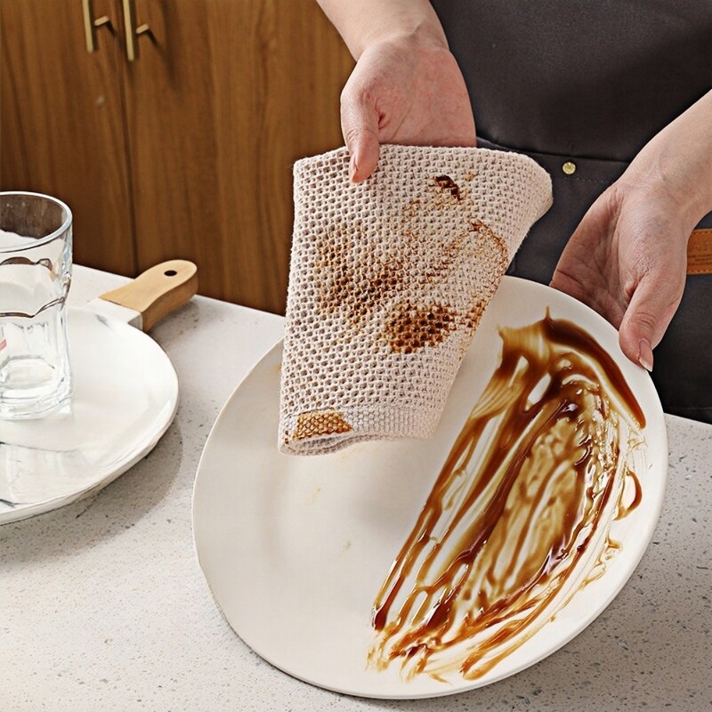 2tk 34*34cm kärgstruktuuriga puuvillane nõudepesurätik Pehme imav käterätik Kiiresti kuivav Koduköök Tõhus puhastuslapi tööriist