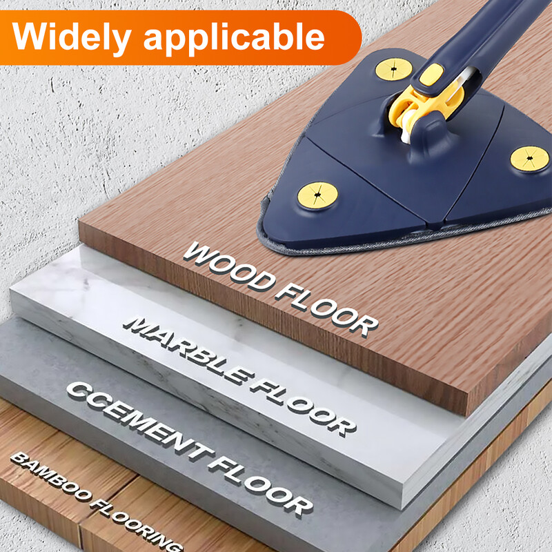 Tīrīšanas mops par 360° grozāms ūdens absorbcijas trīsstūrveida mops salokāms automātisks ūdens izspiešanas sienas tīrīšanas mops VAI 3 mops.