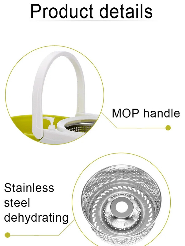 Ротационен моп с четири задвижвания с педал Кошница от неръждаема стомана Голям капацитет с бутилка за измиване Wave Barrel Помощник за почистване на тялото