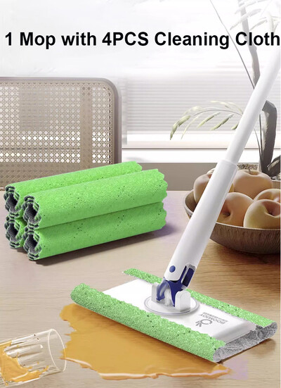 BOOMJOY Mini Mop Automātiska auduma saspraudes Mop Roku brīva mopa virtuves un mājsaimniecības grīdu tīrīšanai ar 360° rotācijas tīrīšanas instrumentiem