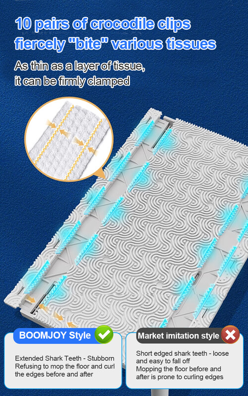 BOOMJOY Mini Mop Automaatne riideklambriga mopp Kätevaba mopp köögi ja majapidamise põrandate puhastamiseks 360° pöörlevate puhastusvahenditega