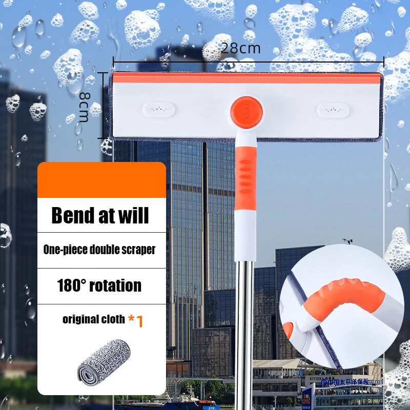 Langų valymo šepetėlis valytuvas Šluostė Minkštas mikropluošto stiklo grandiklis Teleskopinis daugiafunkcis valiklis Valymo dulkės Buitinės reikmenys