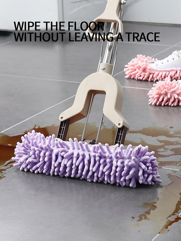 2 броя чехли от шенил Моп Чехли за премахване на прах Чорапи за крака Капачка за моп Многофункционално почистване на пода Мързеливо покритие за обувки Прахоуловител
