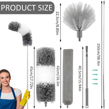 Telescopic Duster Feather Microfiber Duster Bendable Gap Clean Brush Αποσπώμενη πλενόμενη οροφή σπιτιού Εργαλεία καθαρισμού ιστού αράχνης