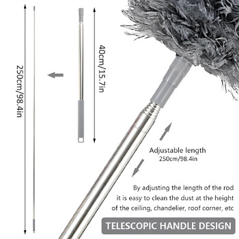 Телескопична бърса за прах Микрофибърна бърса за прах Сгъваема четка за почистване на празнини Разглобяеми миещи се инструменти за почистване на паяжина на домашния таван