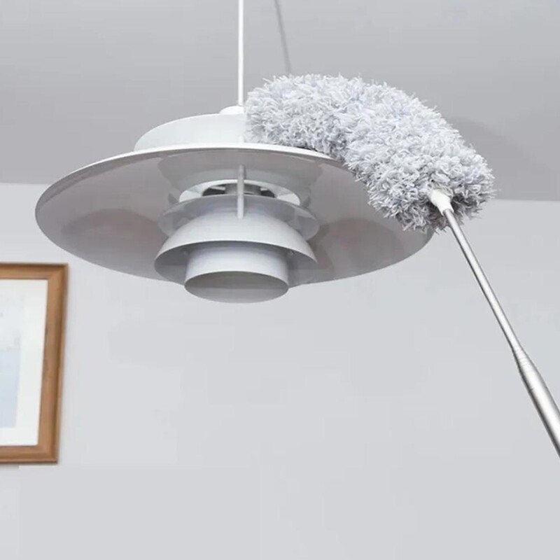 Ištraukiamas dulkių nerūdijančio plieno ilga rankena dulkių valymas automobilio valymo šepetys vištienos dulkių įrankiai Mikropluošto plunksnų dulkių korpusas F1I2