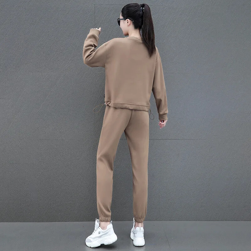 Дамски комплекти дрехи Суичъри с букви + панталон 2 бр. Костюм 2023 Пролет Есен Модно улично облекло Свободен женски ежедневен анцуг