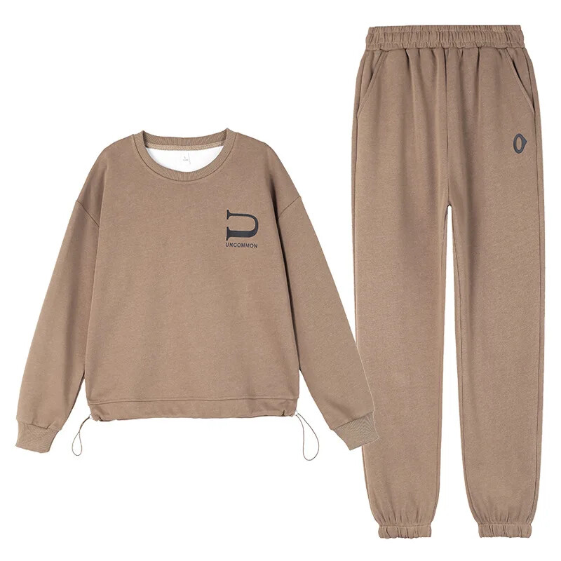 Дамски комплекти дрехи Суичъри с букви + панталон 2 бр. Костюм 2023 Пролет Есен Модно улично облекло Свободен женски ежедневен анцуг