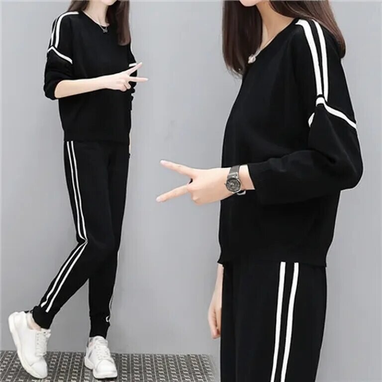 200 кг свободен спортен комплект дамски есенен модерен комплект от две части полиестерен плат дълги панталони