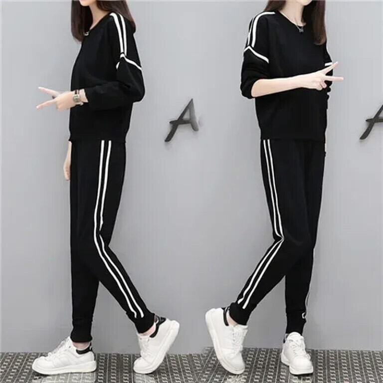 200 кг свободен спортен комплект дамски есенен модерен комплект от две части полиестерен плат дълги панталони