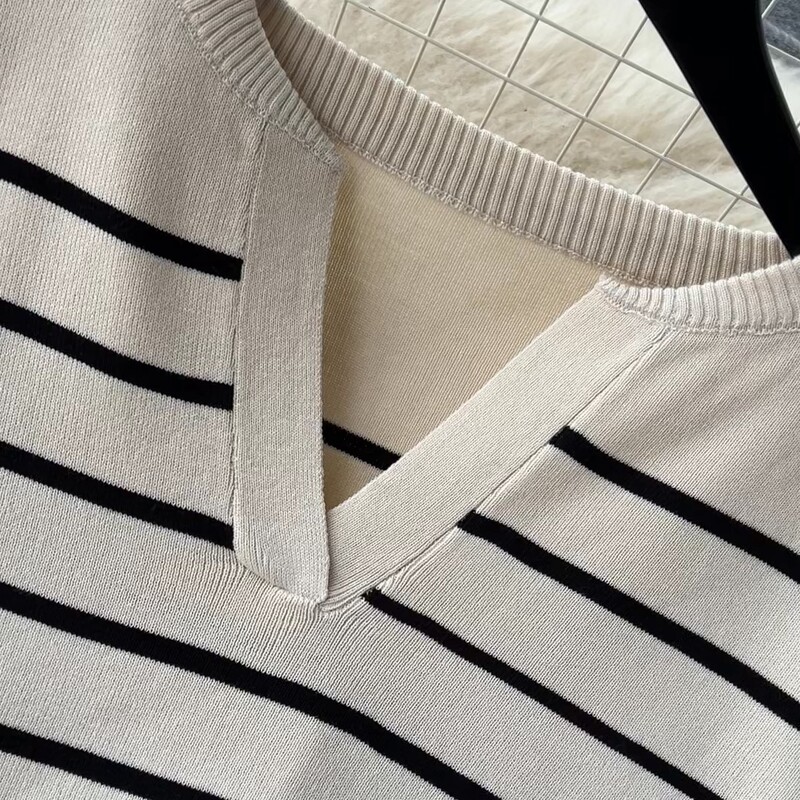 Дамски комплект пуловер панталони Зимни плетени ежедневни пуловери Костюми с дълъг ръкав Есен Свободни горнища Елегантни суичъри на ластични райета