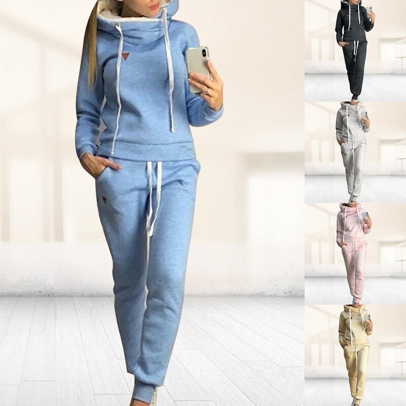 Мъжки комплекти суичър + панталон от две части Ежедневен едноцветен спортен костюм Мъжки модни спортни комплекти от полар Анцуг Дамско облекло