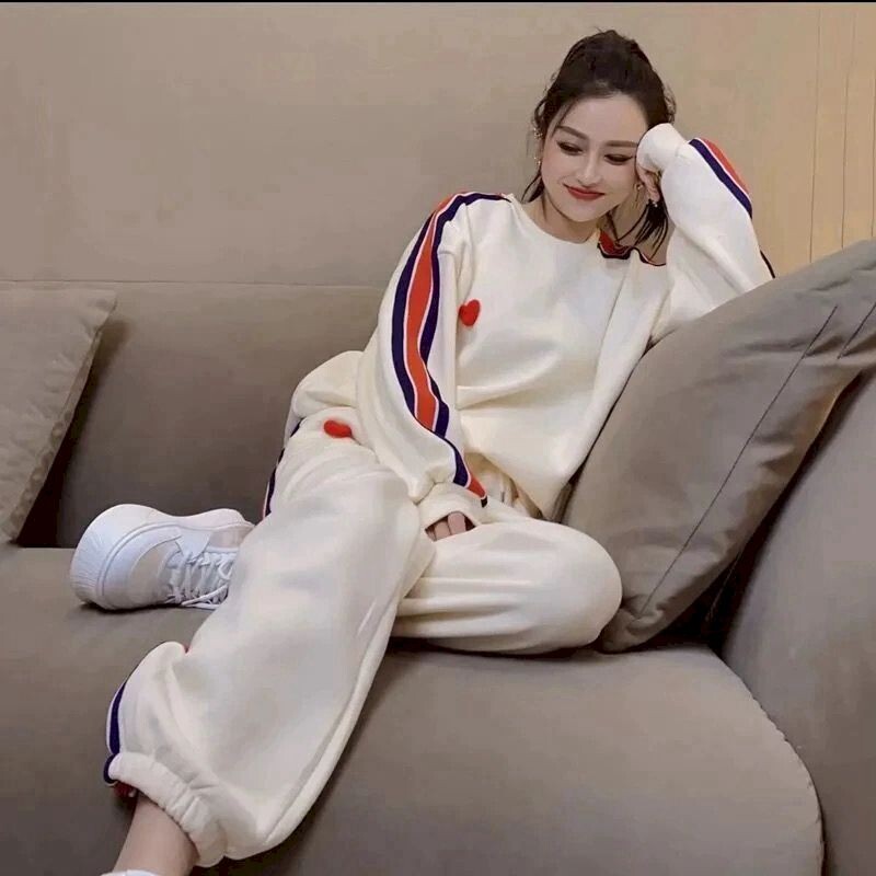 Дамски анцуг с щампована бродерия Harajuku, корейски извънгабаритни качулки+спортни панталони, костюм, дамски комплекти от 2 части Y2k дрехи