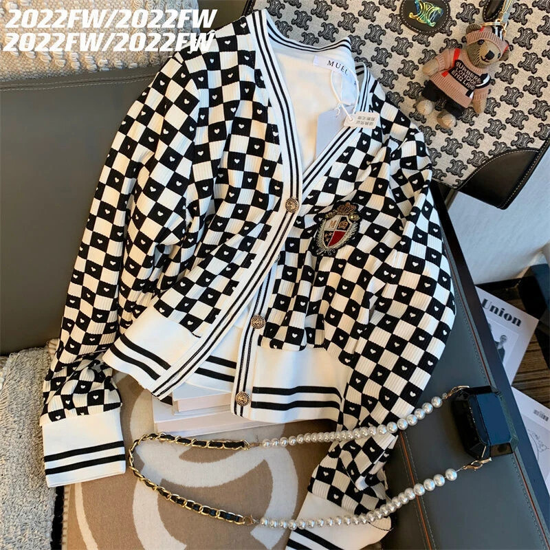 Дамско пролетно карирано палто с дълъг ръкав и панталон с еластична талия, женски костюми от две части, дамски ежедневни спортни екипи Losoe