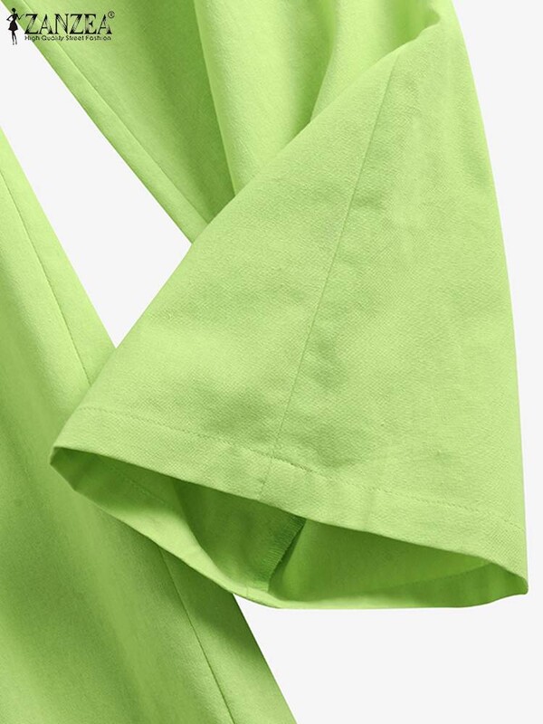 Модни дамски ежедневни комплекти с елегантни панталони 2024 Пролет Лято Свободни тоалети ZANZEA Голям дамски празничен плътен анцуг от пачуърк