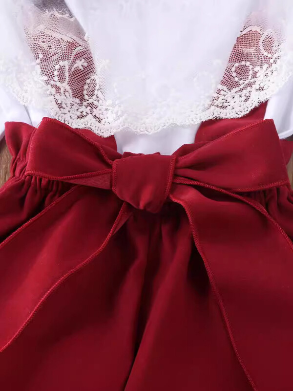  Детски костюм бебе момиче дантелени горни къси панталони с дълги ръкави две части