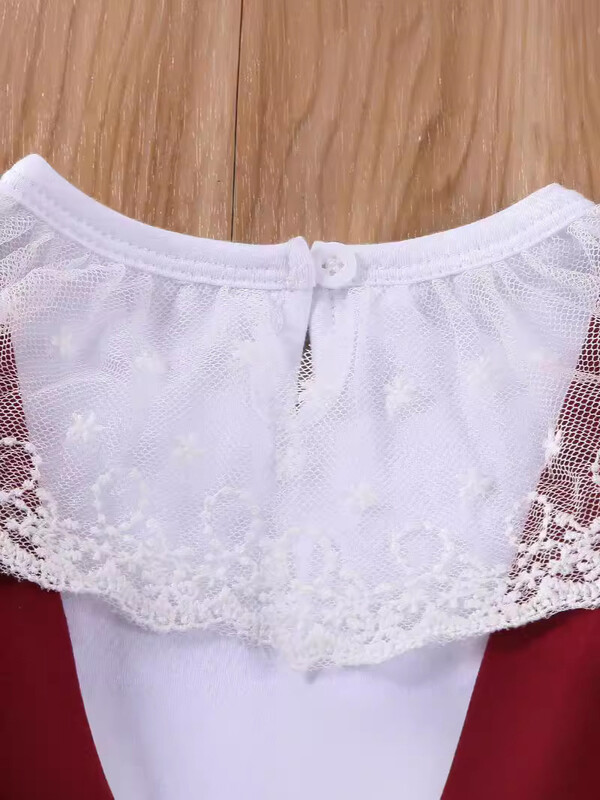  Детски костюм бебе момиче дантелени горни къси панталони с дълги ръкави две части