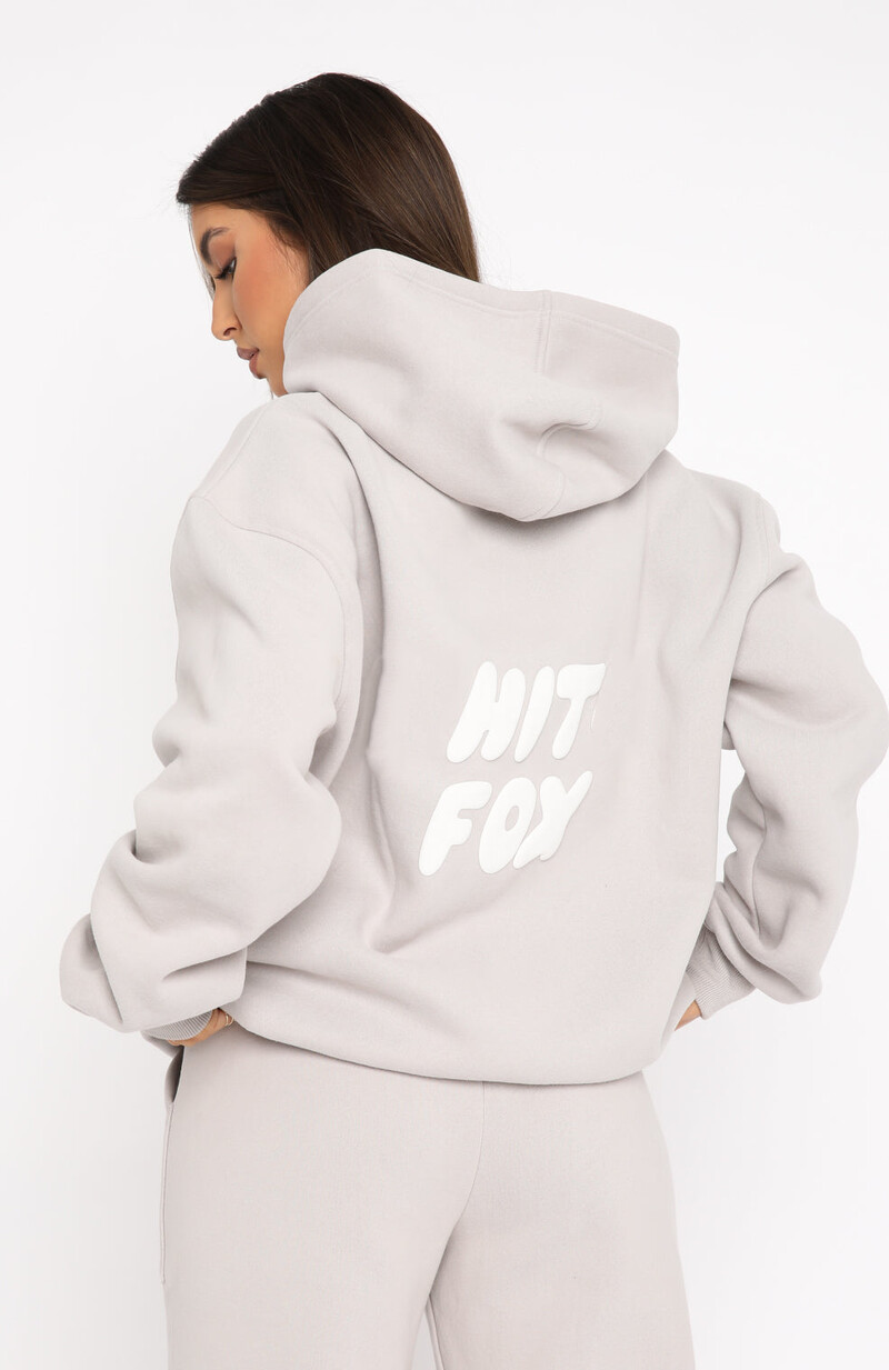 Комплект многоцветни спортни панталони и качулка Пуф лого Плътен топъл анцуг Комплект от две части Дамско облекло Спортно облекло