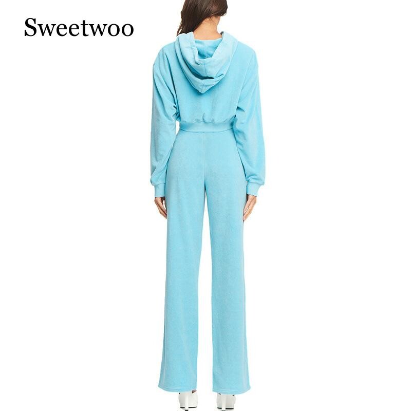 Едноцветен син комплект за бягане Дамски зимни спортни костюми Суичъри Анцуг Спортни панталони Костюми за джогинг 2бр. Спортно облекло Женски спортни костюми