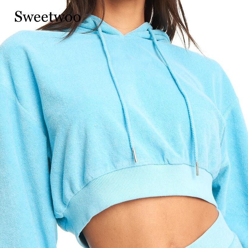 Едноцветен син комплект за бягане Дамски зимни спортни костюми Суичъри Анцуг Спортни панталони Костюми за джогинг 2бр. Спортно облекло Женски спортни костюми