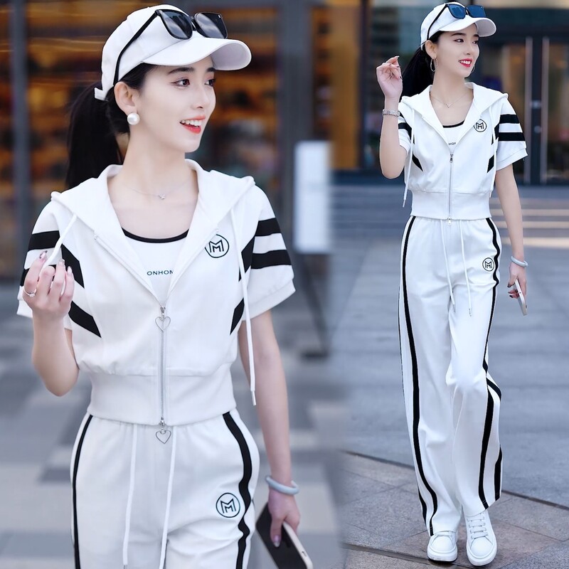 Дамско спортно облекло Анцузи Свободно яке с качулка с цип Суитшърт+панталон Бягане Фитнес Тренировка във фитнеса Ежедневен комплект Спортен костюм