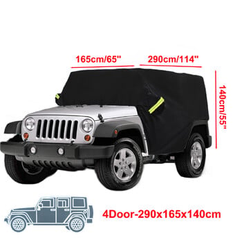 Калъфи за автомобилни кабини за Jeep Wrangler JK JL Hardtop 2/4 врати 2007-2021 Външен водоустойчив 210D Оксфордски полупротектор