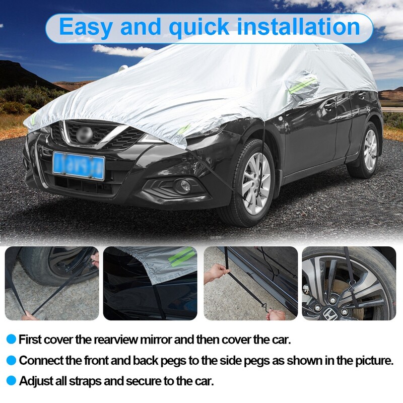 Automašīnas pusaugšējais vāks hečbeka sedanam Plāns viegls ūdensizturīgs saules lietus sniega putekļu āra aizsargs automašīnas jumta dzinēja pārsegi