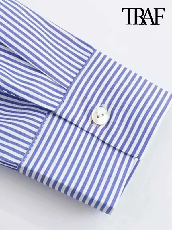 TRAF-Рязани дамски изрязани ризи с бродерия, дълъг ръкав, предно копче, дамски блузи, шикозни топове, мода