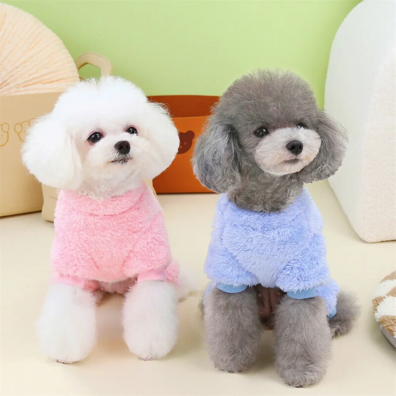 Дрехи за домашни кучета Пижами Поларени гащеризони Зимни дрехи за кучета Четири крака Топло облекло Облекло с щампи на малки кучета