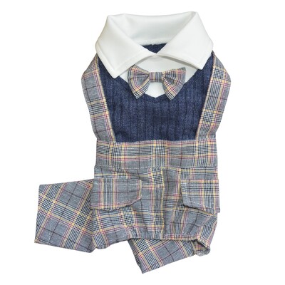Kutya Jumpsuit Nyomtatók Kockás masni Design macska kölyök ing nadrág tavaszi őszi fiú kisállat ruházat kis kutyának